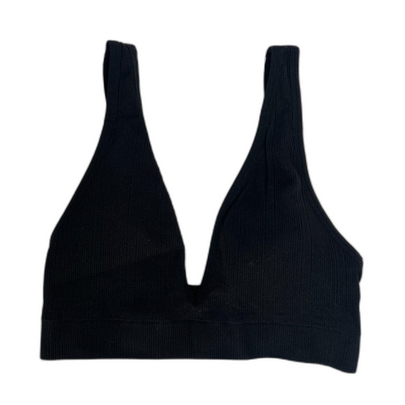 Victoria's Secret PINK Deep V Ribbed Black Bralette Lightly Padded Size MD - Picture 8 of 8